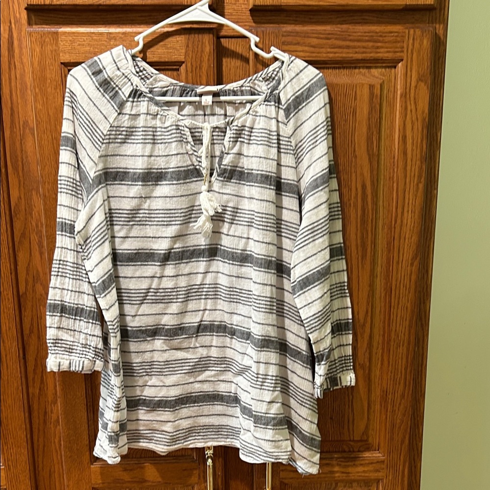 Merona Black and White Striped Top